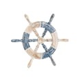 thumbnail image 6 of DecMode Blue Wood Distressed Two-Toned Ship Wheel Wall Decor with Brown Accents, 6 of 9