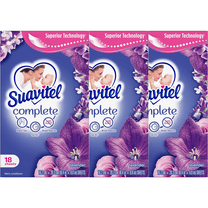 Suavitel Complete Fabric Softener Dryer Sheets,  Lavender, 18 Sheets, 3 Pack 54 Dry Sheets Total