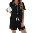 thumbnail image 2 of Harpily Womens Pajama Set 2 Piece Short Sleeve Top with Side Pockets and Short Trousers Everyday Home Rest Outfits L, 2 of 5
