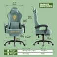 thumbnail image 3 of SOONTRANS Green Gaming Chair for Adult, Velvet Fabric Ergonomic Comfortable Video Gamer Chair with Footrest, Reclining Office Computer Desk Game Chairs with Massage Lumbar Cushion, Headrest, 3 of 8