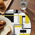thumbnail image 3 of Yellow Black Geometric Round Placemats Set of 8 for Dinning Tables,Heat-proof Braided Table Mats 15 Inch,Modern Simple Abstract Art Washable Place Mat for Kitchen Restaurant Party Decor Table Setting, 3 of 9