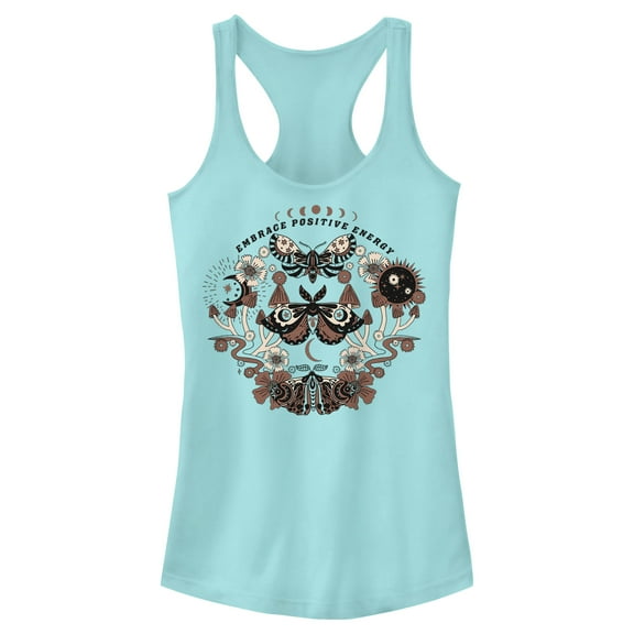 Junior's Lost Gods Positive Energy Moths Racerback Tank Top Cancun Large