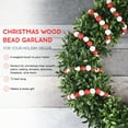 thumbnail image 3 of Ornativity Red and White Garland - Rustic Christmas Wooden Farmhouse Country Wood Beaded Home and Holiday Garland Tree Decorations Boho Strand of Beads, 3 of 6