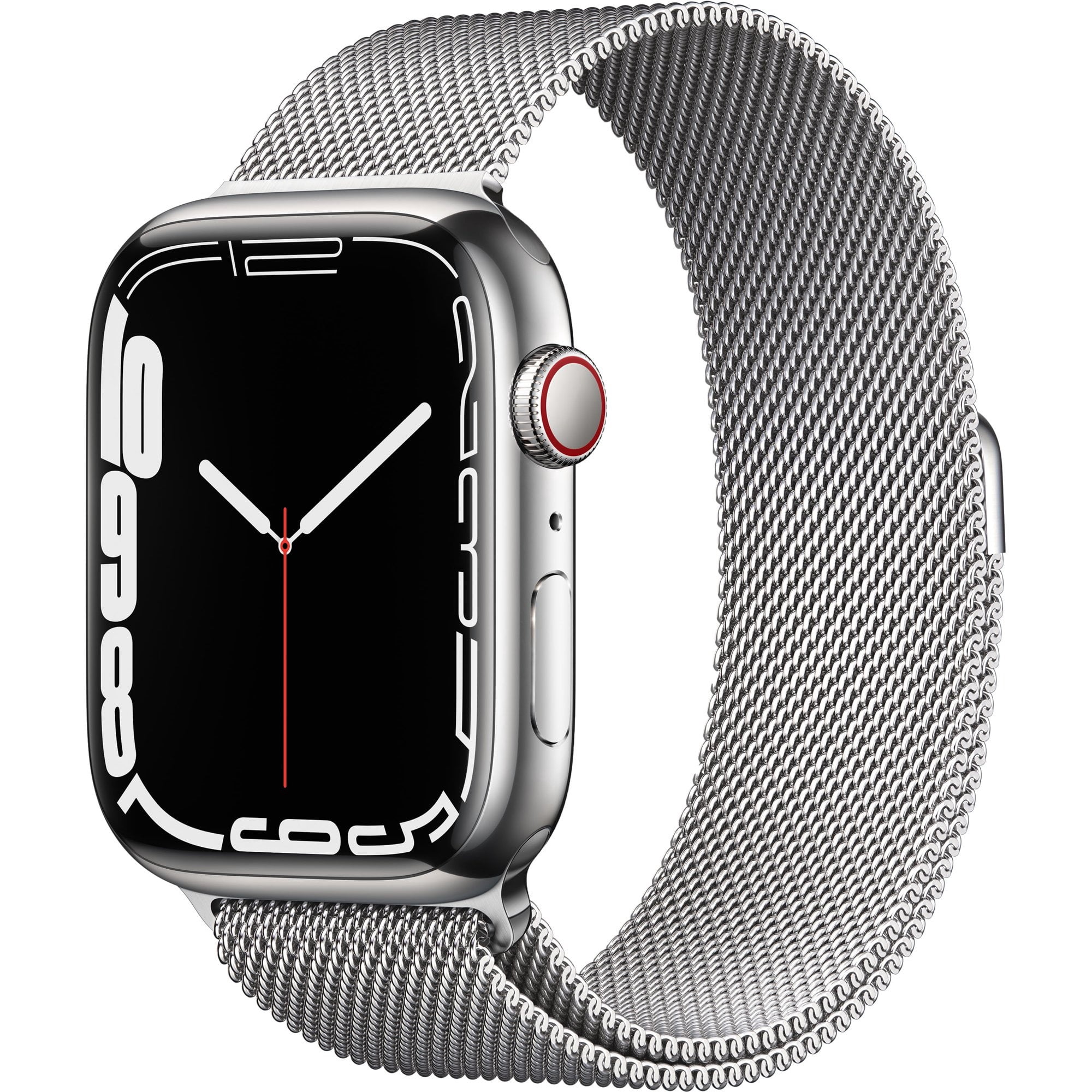 Restored Apple Watch Gen 7 Series 7 (GPS) + Cellular 45mm Silver Stainless Steel Case with Silver Milanese Loop Band (Refurbished)