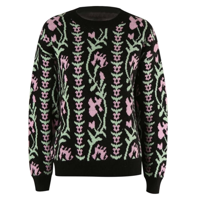 Nouveau Pull à Motifs Automne et Hiver pour Femmes Col Rond Manches Longues Décontracté Ample Tricoté