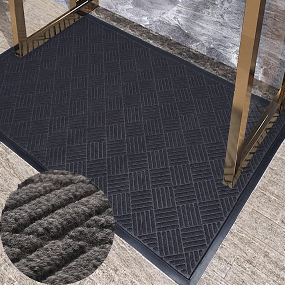 Petoto 3 x 5 ft Anti-Slip Carpet Door Mat, Entrance Floor Doormat, Industrial Entry Carpet Indoor Outdoor Entryway Rug, Gray