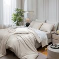 thumbnail image 4 of MooMee Duvet Cover Set Queen 600-TC 100% Extra Long-Staple Cotton Sateen Silky Smooth Luxury (Creamy White), 4 of 8