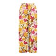 thumbnail image 5 of Mlqidk Women's Pants Tropical Loose Fit High Waisted Pant Elastic Drawstring Wide-Leg Capris Pants Summer Bohemian Floral Print Trousers with Pockets Yellow XL, 5 of 5