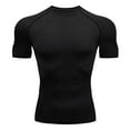 thumbnail image 4 of Men Shapewear Compression Shirts Moisture Wicking Short Sleeve T Shirt Rash Guard Base Layer Undershirt Slim Gym Tops, 4 of 4