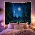 thumbnail image 2 of Nocturnal Forest With Milky Way and Full Moon, Mystical Digital Art for Nature Lovers, Celestial Wall Decor, Housewarming Gift Tapestry Wall Hanging for Bedroom and Living Room, 2 of 7