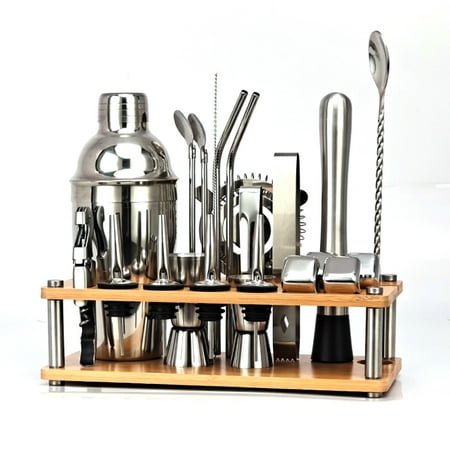 

Cocktail Shaker Set With Stand 23-Piece Set Gifts For Men Grandpa Stainless Steel Bartender Kit Set Home Bars Parties Traveling10ml