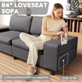 thumbnail image 2 of Meetleisure 84" 3 Seater Sofa,Extra Deep Seat Loveseat Couch for living Room,with Side Pockets Free 2 Cushions,Deep Gray, 2 of 6