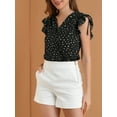 thumbnail image 6 of MODA NOVA Junior's Ruffle Sleeves V Neck Polka Dots Print Blouse Black S, 6 of 6