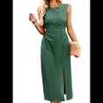 thumbnail image 2 of Vestidos Casuales para Mujer, Vestido de Color Liso, Chaleco Sin Mangas, Falda de Verano con Temperamento Ceñido A la Cintura. Verde M, 2 of 9