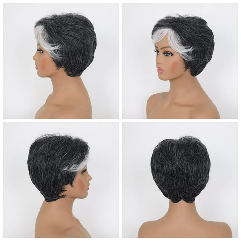 Bellaven Gray Wigs for Women Temperament Bangs Fluffy Short Hair