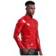 thumbnail image 5 of Abrigo de látex brillante metálico para hombre, ropa de club para hombre, camisa de látex de cuero sintético brillante, cuello alto, manga larga, camisa con cremallera frontal, 5 of 5