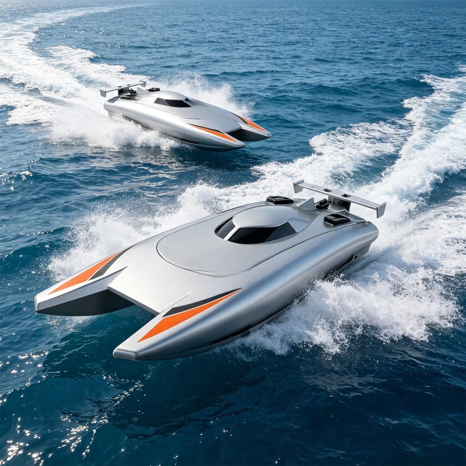 RC Boat High Speed 30+mph 2.4GHz Fast Racing Waterproof Toy for Pool,Silver