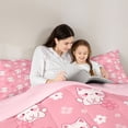 thumbnail image 5 of jejeloiu Pink Cherry Blossom Cat Pattern Full Size Comforter Sets Kids,Girly Print Bedding Sets,Reversible,3pcs, 5 of 8