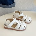 thumbnail image 5 of ZHOGXU Baby Girls Sandals With Adjustable Straps Bow Soft Sole Closed Toe On Lightweight Comfortable Shoes For Everyday Wear,Beige,15-18 Months, 5 of 9
