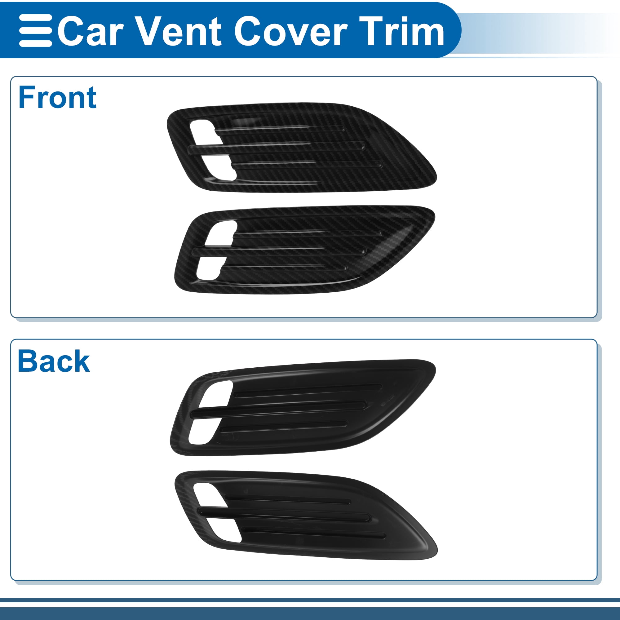 Unique Bargains Hood Air Outlet Vent Cover Trim for Kia Stinger 2018-2023 Hood Scoop Bezel Exterior Decor Cover ABS Carbon Fiber x 1 pair