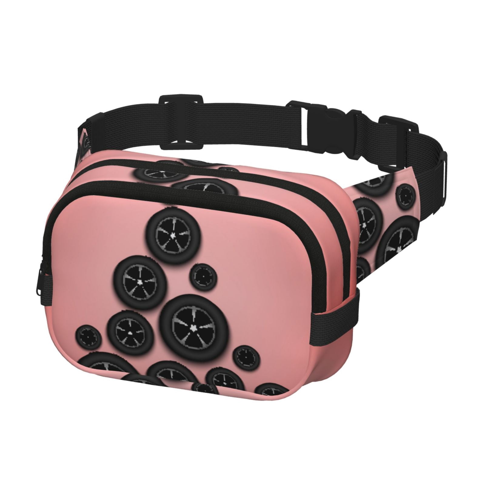 Picia Happy New Year Print Square Double-Layer Waist Bag Mini Adjustable Waist Belt Bag Exercise Running Travel Hiking