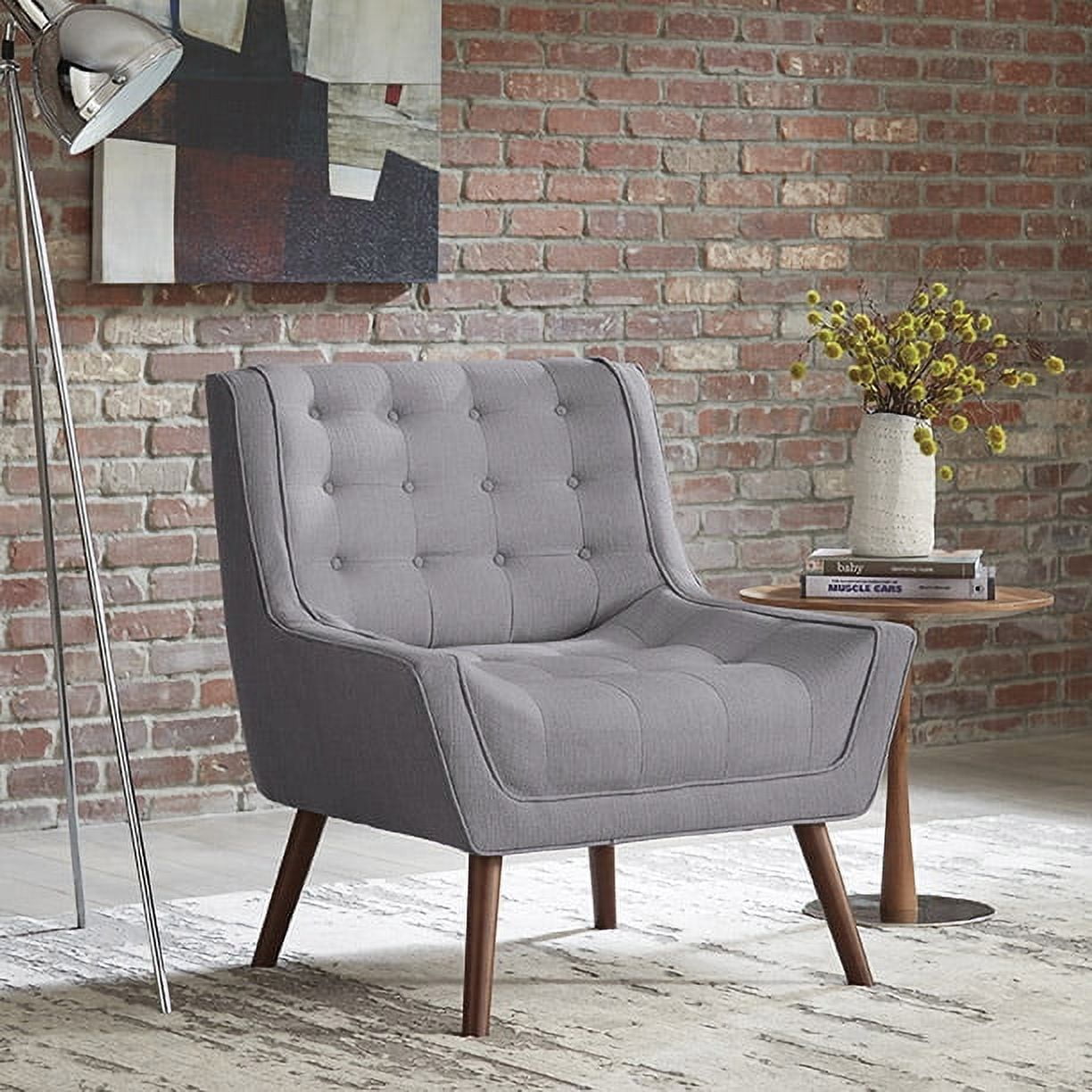 Midcentury Tufted Accent Chair - Spa Blue
