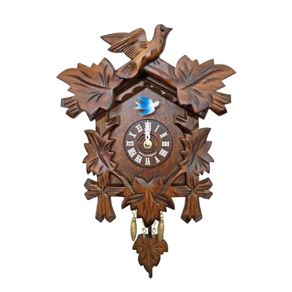 Alexander Taron Mini Cuckoo Wall Clock with Music and Chimes - 7.5" - Brown