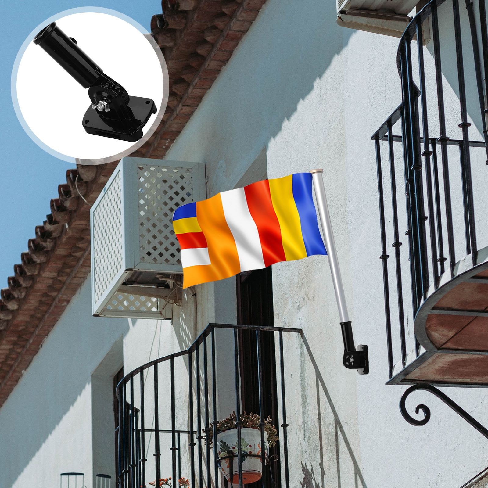 Set of 5 Flag Extendable Pole Flagpole Bracket Ad Display Backyard Holder