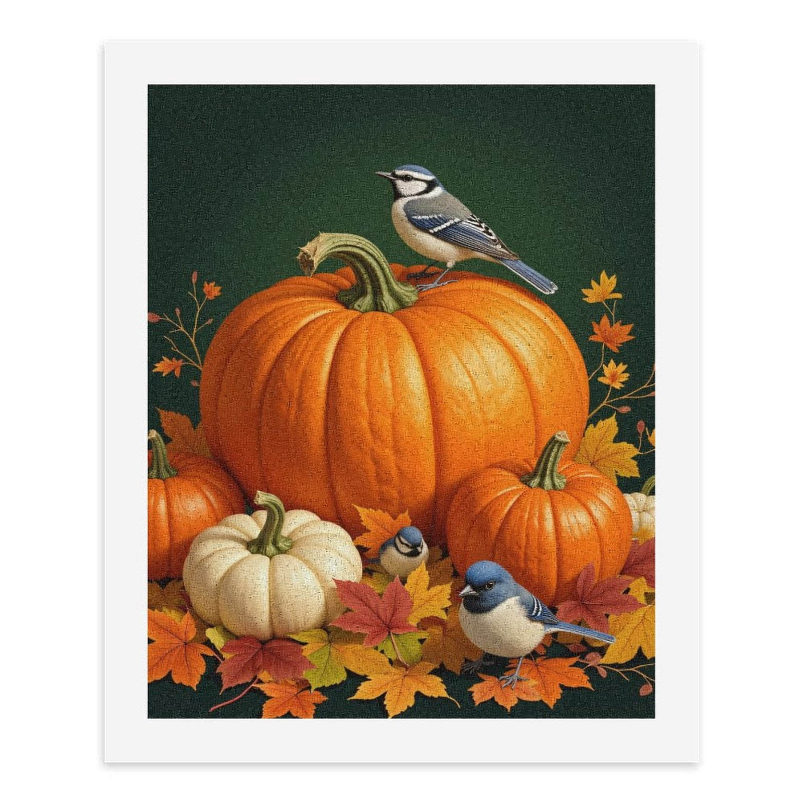 Paint By Numbers Kit for Adults Beginner - DIY Autumn Birds Pumpkins Leaves Scene Canvas Painting Kits for Adults, Frameless Paint By Number for Adults for Home Wall Decor 16x20 Inch