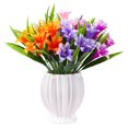 thumbnail image 4 of Nvzi 12 flores artificiales de tela de plástico sintético, lirios, plantas verdes para decorar ventanas, macetas, entradas de bodas, color morado., 4 of 4
