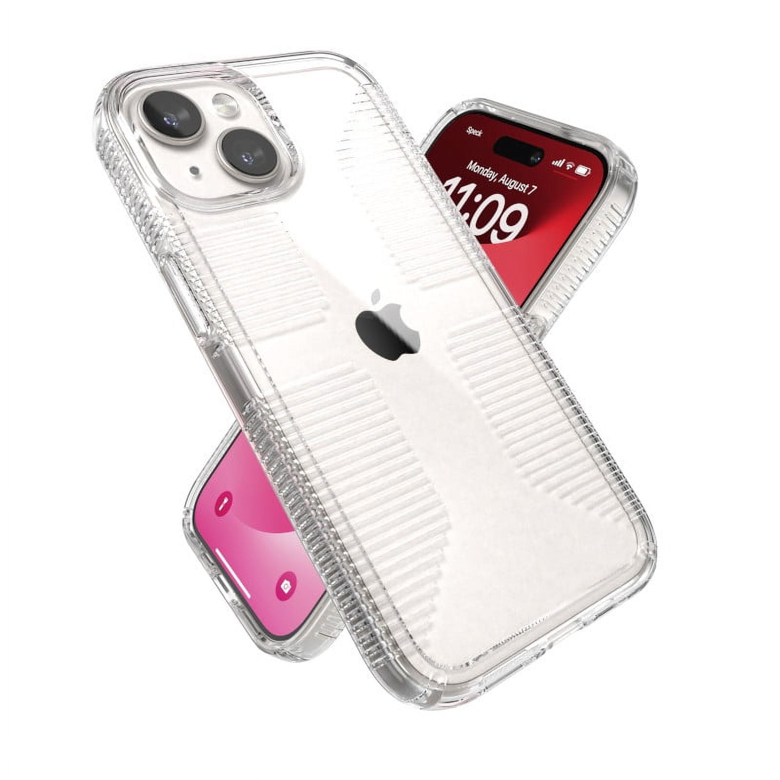 Speck Gemshell Grip Slim Cell Phone Case for Apple iPhone 15 & iPhone 14, Clear
