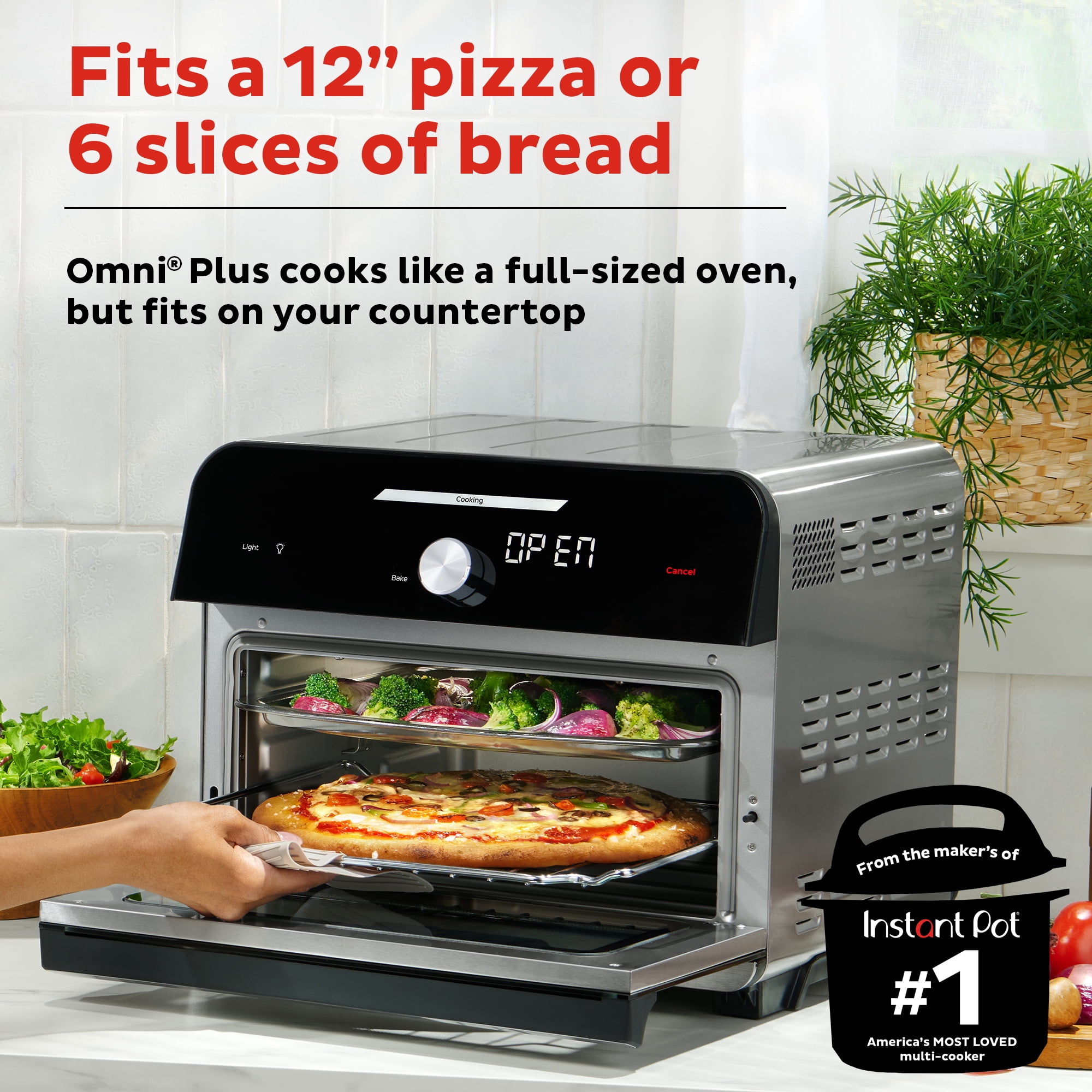Instant Omni Plus Air Fryer Dehydrator Rotisserie Stainless Steel Toaster Oven 13.9x15.7x16.5 in. Walmart