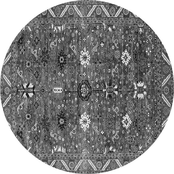 Ahgly Company Indoor Round Oriental Gray Traditional Area Rugs, 5' Round