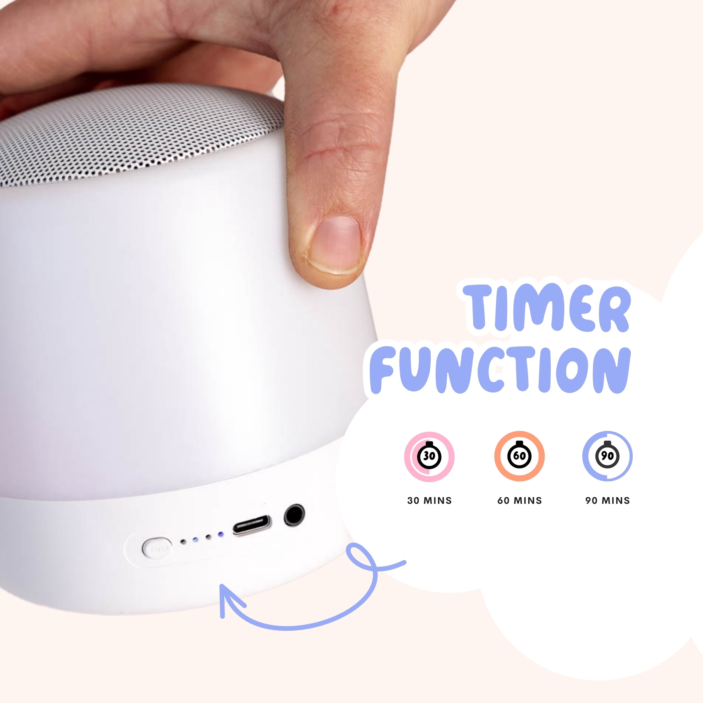 The Midwife Mumma Baby Sound Machine with Night Light, White Noise Machine for Baby Sleeping with 34 Soothing Sounds, Timer, App, Touch