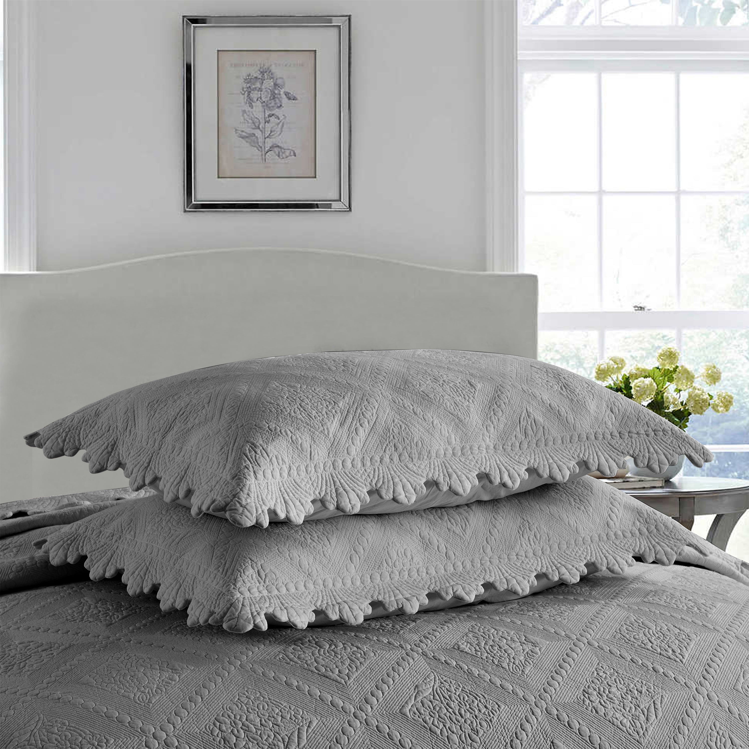 MarCielo 3Pcs 100% Cotton Oversized Quilt Bedspread Coverlet Set TK