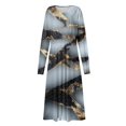 thumbnail image 3 of Women's Autumn Winter Casual Fashion V-Neck Long-sleeved Gradient (Floral) Print Long Dress, Black, Size L, 3 of 4