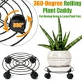 thumbnail image 4 of topjuju 4 Packs Large Metal Plant Caddies, 10.6'' Rolling Plant Stands Heavy-duty Wrought Iron Plant Roller, Plant Saucer on Wheels Indoor Outdoor Plant, 4 of 7