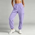 thumbnail image 2 of Women's Solid Color Jogger Pants, Elastic Drawstring Waist Casual Long Trousers with Dual Side Pockets, Comfort Loose Fit Bottoms for Sports and Daily Wear Purple XL(XL), 2 of 7