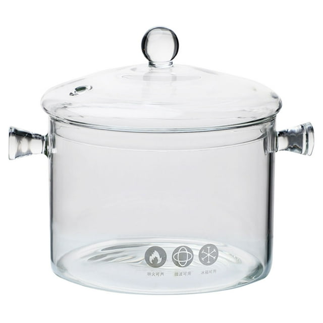 Shisuyan Glass Cooking Pot Transparent Glass Saucepan Heat Resistant Stockpot with Lid for Home
