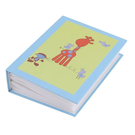 - Cardboard Giraffee Print Book Style 100 Pockets Picture Collection Album Blue
