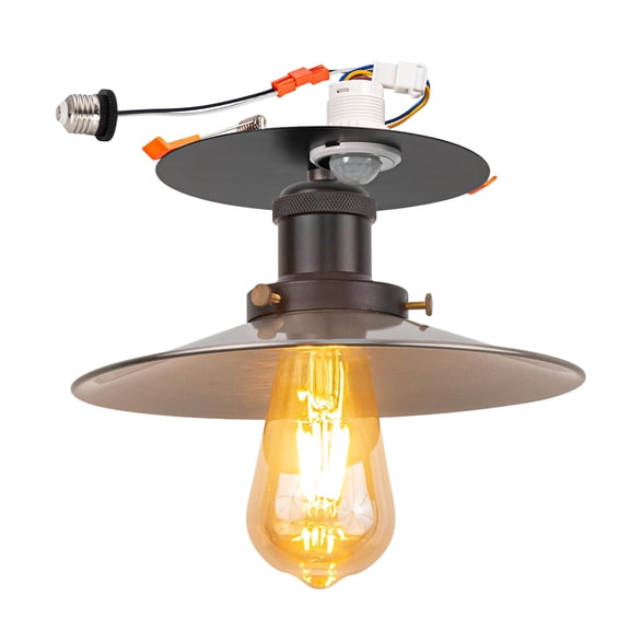 Kiven Motion Sensor Can Lights Retrofit Recessed Lighting with E26 Power Outlet Adapter, Replacement Conversion Kit for 2-3.5in Holes,Farmhouse Recessed Lighting for Hallway Kitchen,Nickel TB2773