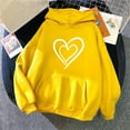 thumbnail image 5 of Oversized Hoodies for Women Graphic Heart Pullover Hooded Sweatshirt Drawstring Long Sleeve Loose Pockets Top with Hood (Yellow L), 5 of 5