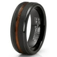 thumbnail image 2 of Metal Masters Mens Whiskey Barrel Oakwood Horizontal Brushed Tungsten Carbide Ring Wedding Band Black Inlay 8mm, 2 of 5