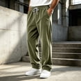 thumbnail image 5 of Hearthz Corduroy Wide Leg Men Pant Athletic Workout Running Mens Lightweight Hiking Pants Elastic Waist Drawstring Jogger Pants Men with Pockets Green XXXL, 5 of 6