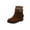 Brown, variant on Fesfesfes Platform Boots for Young Ladies Fashion Large Size Women Low Heeled Shoes Retro Tassel Short 6(37)