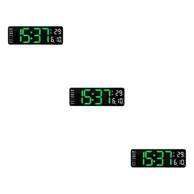 Guardoinrt 1/2/3 Horloge Murale Numérique Moderne avec Luminosité Réglable et Table de Chevet Calendrier Vert 3 Pcs