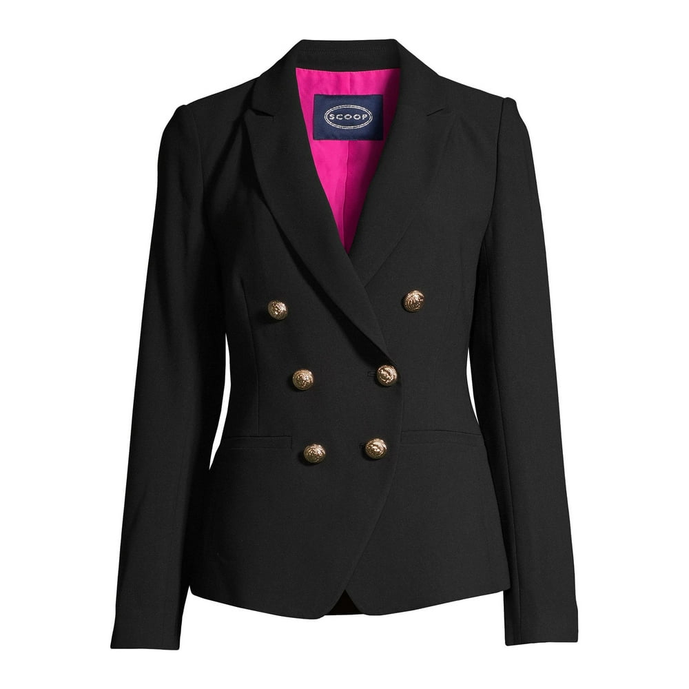 Scoop Scoop Women's Double Breasted Crepe Blazer