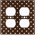 thumbnail image 2 of Metal Light Switch Wall Plate Outlet Cover (White Polka Dots Pattern Coffee Black - Double Duplex), 2 of 2
