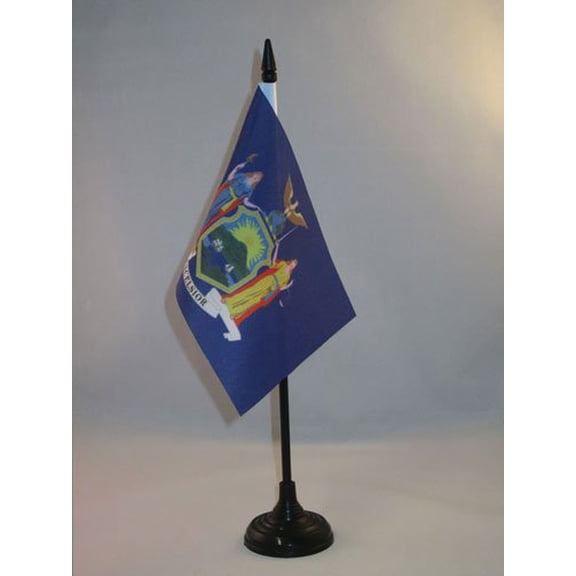 AZ Flag New York Table Flag 4x6 in 100D Polyester Plastic Base 15x10 cm