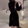 thumbnail image 3 of CALAFEBILA Women Sleepwear Women Clothes Nightwear Deep V-neck Wrap Split Mini Dress with Belt, 3 of 5